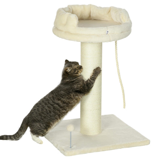 Cat Tree for Indoor Cats with Sisal Scratching Post Spacious Kitten Bed - Cream
